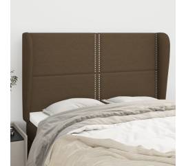 Tăblie de pat cu aripioare maro închis 147x23x118/128 cm textil