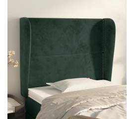 Tăblie pat cu aripioare verde închis 83x23x118/128 cm catifea