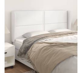 Tăblie de pat cu aripioare, alb, 163x23x118/128 cm, piele eco