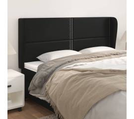 Tăblie de pat cu aripioare, negru, 163x23x118/128 cm, piele eco