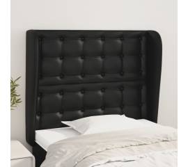 Tăblie de pat cu aripioare, negru, 83x23x118/128 cm, piele eco