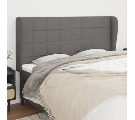 Tăblie de pat cu aripioare gri închis 183x23x118/128 cm textil