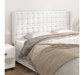 Tăblie de pat cu aripioare, alb, 203x23x118/128 cm, piele eco