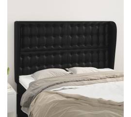 Tăblie de pat cu aripioare, negru, 147x23x118/128 cm, piele eco