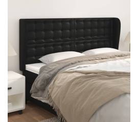 Tăblie de pat cu aripioare, negru, 203x23x118/128 cm, piele eco
