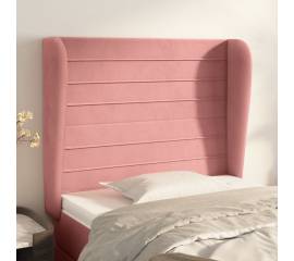Tăblie de pat cu aripioare, roz, 83x23x118/128 cm, catifea