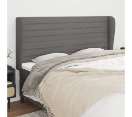 Tăblie de pat cu aripioare gri închis 183x23x118/128 cm textil
