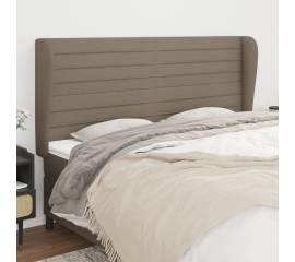 Tăblie de pat cu aripioare gri taupe 183x23x118/128 cm textil