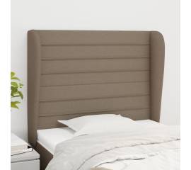 Tăblie de pat cu aripioare gri taupe 93x23x118/128 cm textil