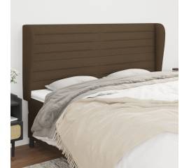 Tăblie de pat cu aripioare maro închis 183x23x118/128 cm textil