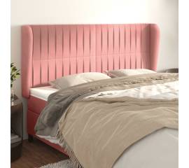 Tăblie de pat cu aripioare, roz, 163x23x118/128 cm, catifea