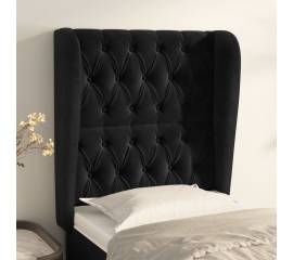 Tăblie de pat cu aripioare, negru, 83x23x118/128 cm, catifea