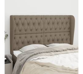 Tăblie de pat cu aripioare gri taupe 163x23x118/128 cm textil