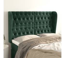 Tăblie pat cu aripioare verde închis 163x23x118/128 cm catifea