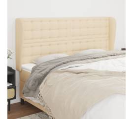 Tăblie de pat cu aripioare, crem, 163x23x118/128 cm, textil