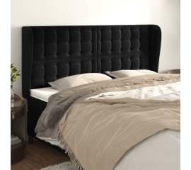 Tăblie de pat cu aripioare, negru, 183x23x118/128 cm, catifea