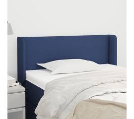 Tăblie de pat cu aripioare albastru 103x16x78/88 cm textil