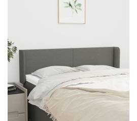 Tăblie de pat cu aripioare gri închis 147x16x78/88 cm textil