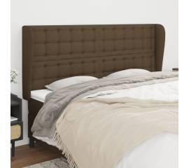 Tăblie de pat cu aripioare maro închis 163x23x118/128 cm textil