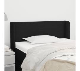 Tăblie de pat cu aripioare negru 83x16x78/88 cm textil