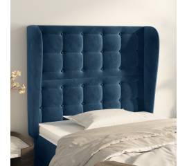 Tăblie pat cu aripioare albastru închis 93x23x118/128cm catifea