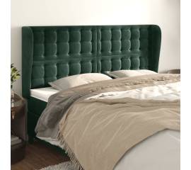 Tăblie pat cu aripioare verde închis 203x23x118/128cm catifea