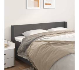 Tăblie de pat cu aripioare gri 203x16x78/88 cm piele ecologică
