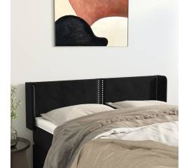 Tăblie de pat cu aripioare negru 147x16x78/88 cm catifea