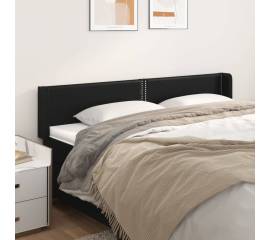 Tăblie de pat cu aripioare negru 163x16x78/88cm piele ecologică
