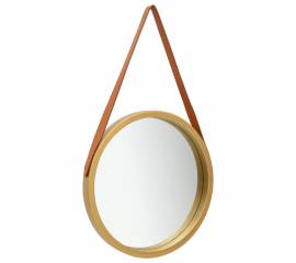 Oglindă de perete cu o curea, 50 cm, auriu