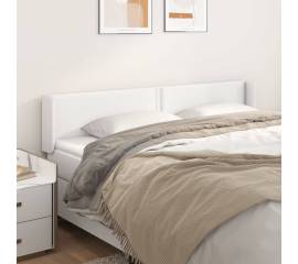 Tăblie de pat cu aripioare alb 203x16x78/88 cm piele ecologică