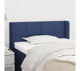 Tăblie de pat cu aripioare albastru 103x16x78/88 cm textil