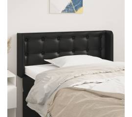Tăblie de pat cu aripioare negru 83x16x78/88 cm piele ecologică