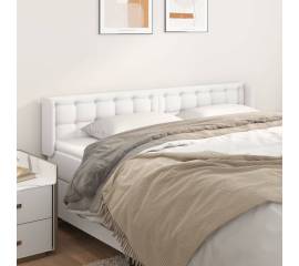 Tăblie de pat cu aripioare alb 163x16x78/88 cm piele ecologică