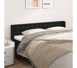 Tăblie de pat cu aripioare negru 183x16x78/88cm piele ecologică