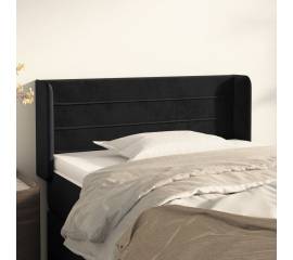 Tăblie de pat cu aripioare negru 93x16x78/88 cm catifea