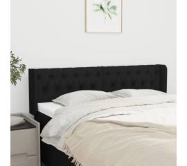 Tăblie de pat cu aripioare negru 163x16x78/88 cm textil