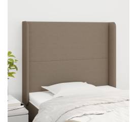 Tăblie de pat cu aripioare gri taupe 83x16x118/128 cm textil