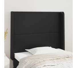 Tăblie de pat cu aripioare, negru, 103x16x118/128 cm, piele eco