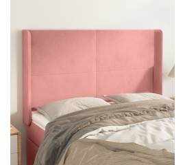 Tăblie de pat cu aripioare, roz, 147x16x118/128 cm, catifea