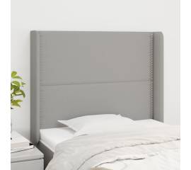 Tăblie de pat cu aripioare gri deschis 83x16x118/128 cm textil