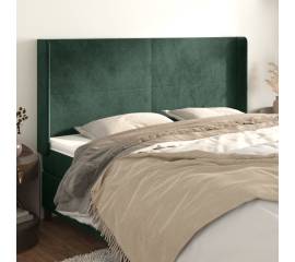 Tăblie pat cu aripioare verde închis 183x16x118/128 cm catifea