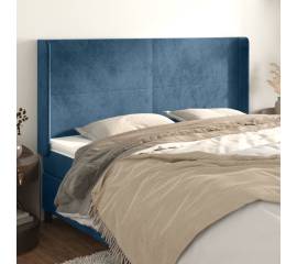 Tăblie pat cu urechi albastru închis 183x16x118/128 cm catifea
