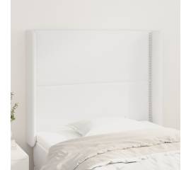Tăblie de pat cu aripioare, alb, 103x16x118/128 cm, piele eco