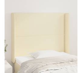 Tăblie de pat cu aripioare, crem, 93x16x118/128 cm, piele eco