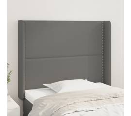 Tăblie de pat cu aripioare, gri , 83x16x118/128 cm, piele eco