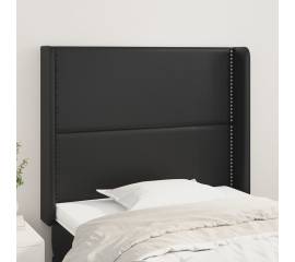 Tăblie de pat cu aripioare, negru, 83x16x118/128 cm, piele eco