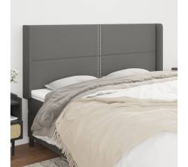 Tăblie de pat cu aripioare gri închis 163x16x118/128 cm textil