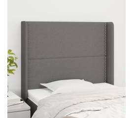 Tăblie de pat cu aripioare gri închis 93x16x118/128 cm textil