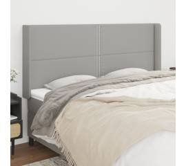 Tăblie de pat cu aripioare gri deschis 163x16x118/128 cm textil